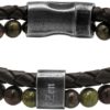 RB BRACELET KARMA 22CM BROWN BRAIDED LEATHER STRAP AND GREEN