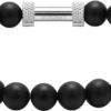 RB ZEN BRACELET 6MM BEADS IN BLACK AGATE AND KNURLED STEEL