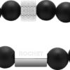 RB ZEN BRACELET 8MM BEADS IN BLACK AGATE AND KNURLED STEEL