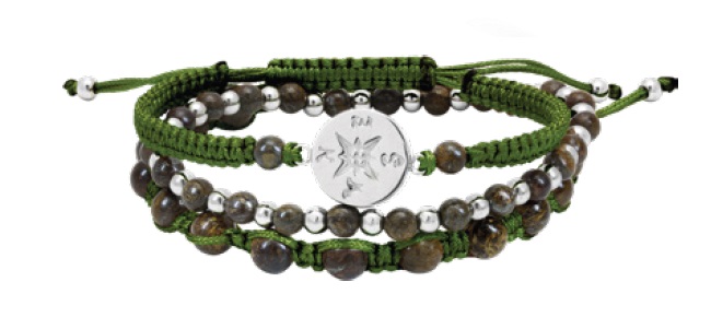 Bracelet Bhoheme Green With Polished Steel And Bronze
