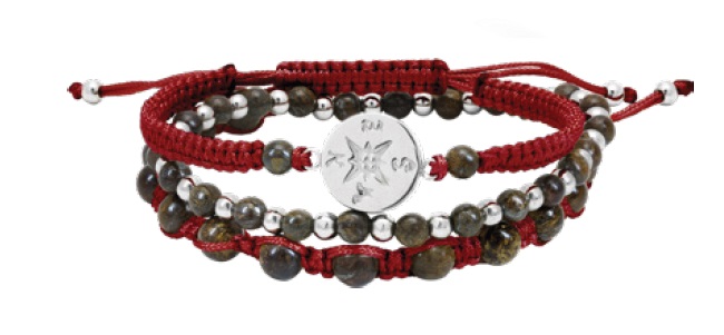 BRACELETS BOHEME RED WITH POLISHED STEEL AND BRONZE GREYSTON