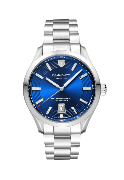 GANT H PRESTIGE 10ATM STL M/LENKE BLÅ INDEX Ø41,5mm