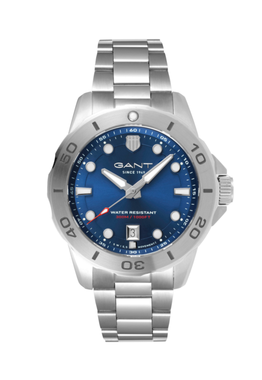 GANT H PRESTIGE 30ATM STL M/LENKE BLÅ INDEX Ø42,5mm