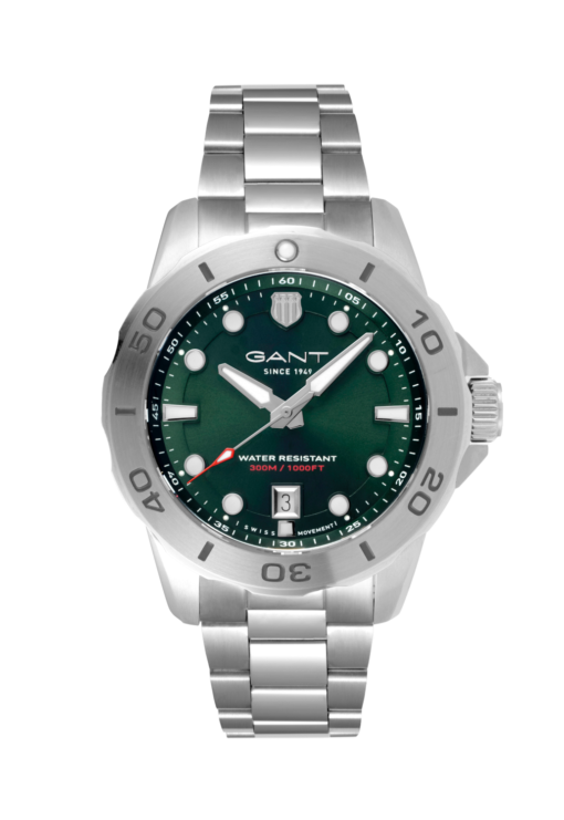 GANT H PRESTIGE 30ATM STL M/LENKE GRØNN INDEX Ø 42,5MM