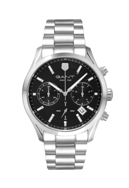 GANT H PRESTIGE CHRONO 10ATM STL M/LENKE SORT INDEX Ø 43mm