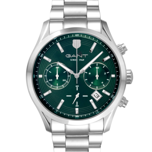 GANT H PRESTIGE CHRONO 10ATM STL M/LENKE GRØNN INDEX Ø 43mm