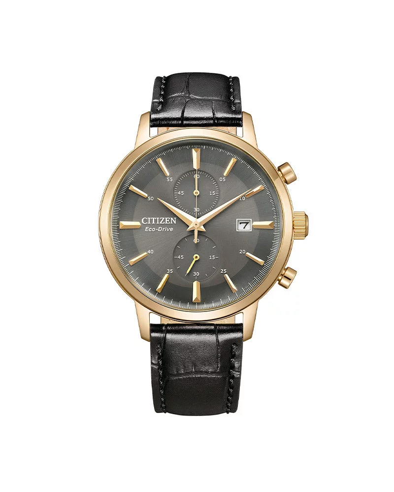 Classical Eco-Drive Sort / Grå 42mm