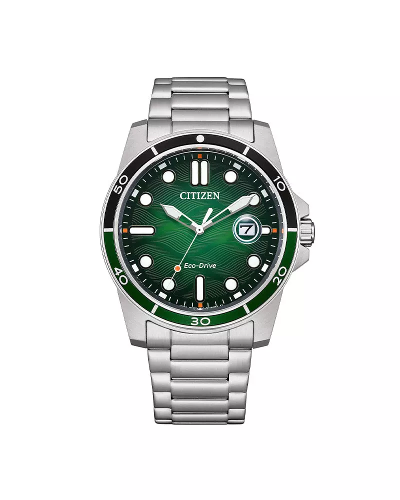 Sporty Marine Eco-Drive Stål / Grønn 41,5mm