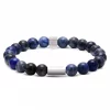 RB Zen bracelet 8mm beads lapis lazuli and knurled steel