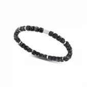 RB Boreal bracelet with snow obsidian beads