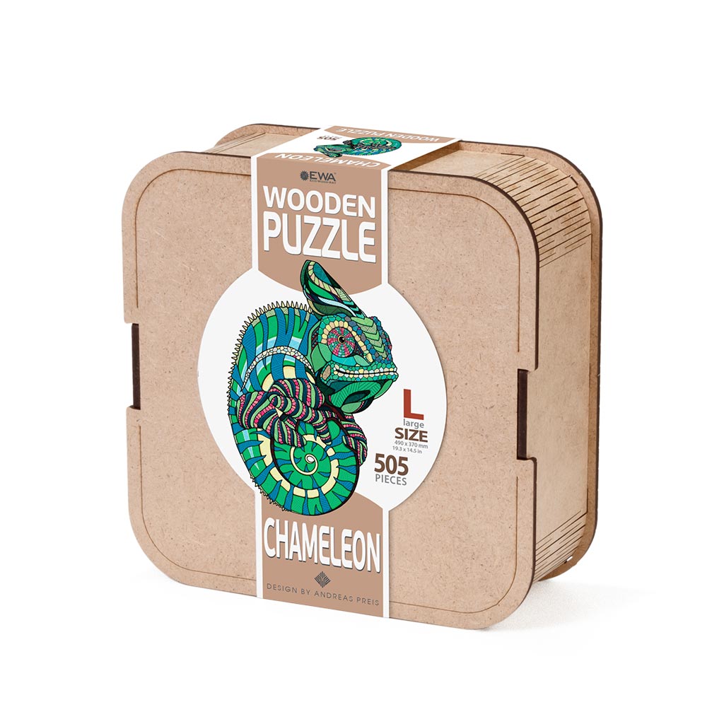EWA: Box, Wooden Puzzle Chameleon L
