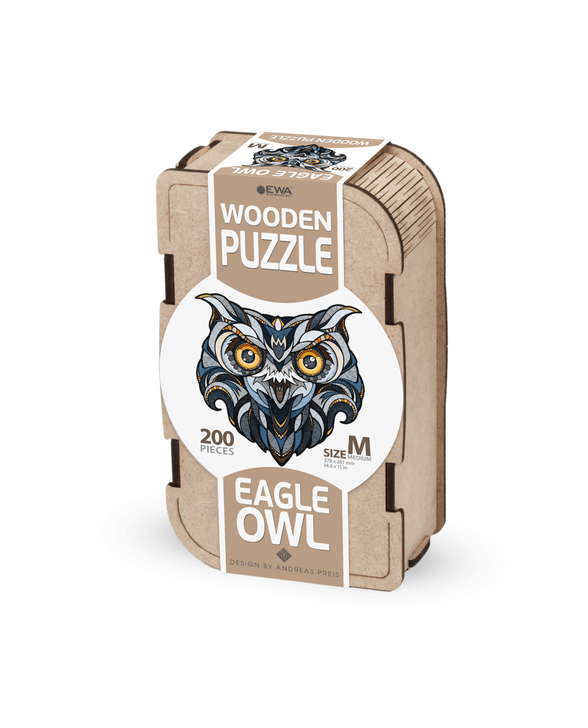 EWA: Box, Wooden Puzzle Eagle Owl M