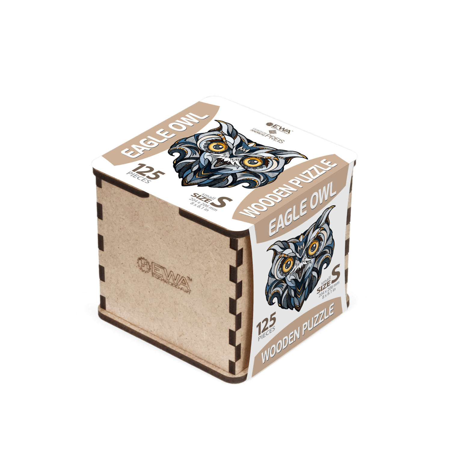EWA: Box, Wooden Puzzle Eagle Owl S
