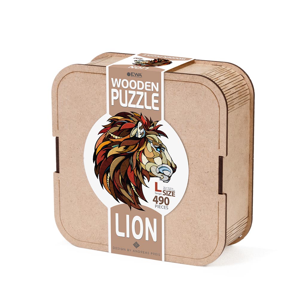 EWA: Box, Wooden Puzzle Lion L