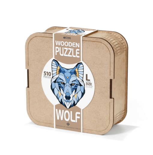 EWA: Box, Wooden Puzzle Wolf L