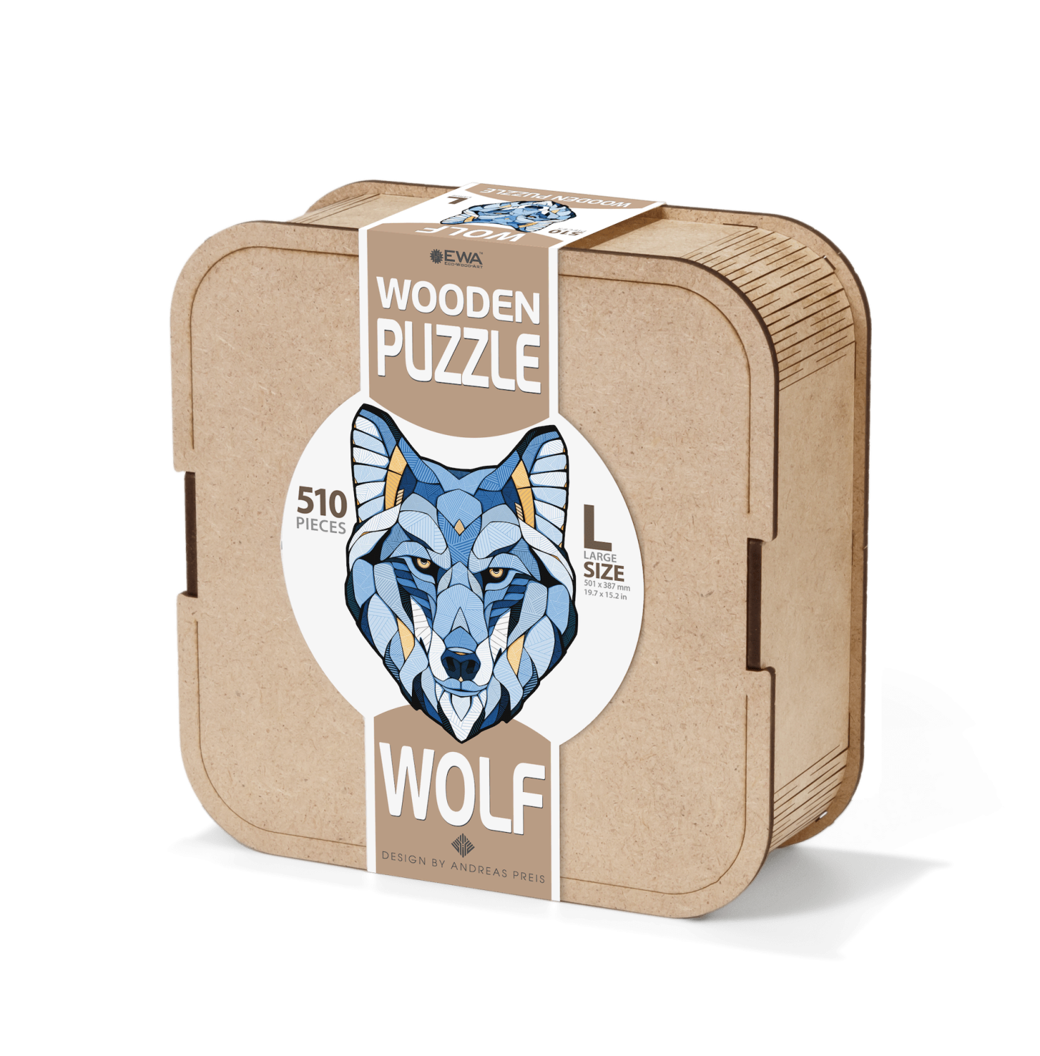 EWA: Box, Wooden Puzzle Wolf L
