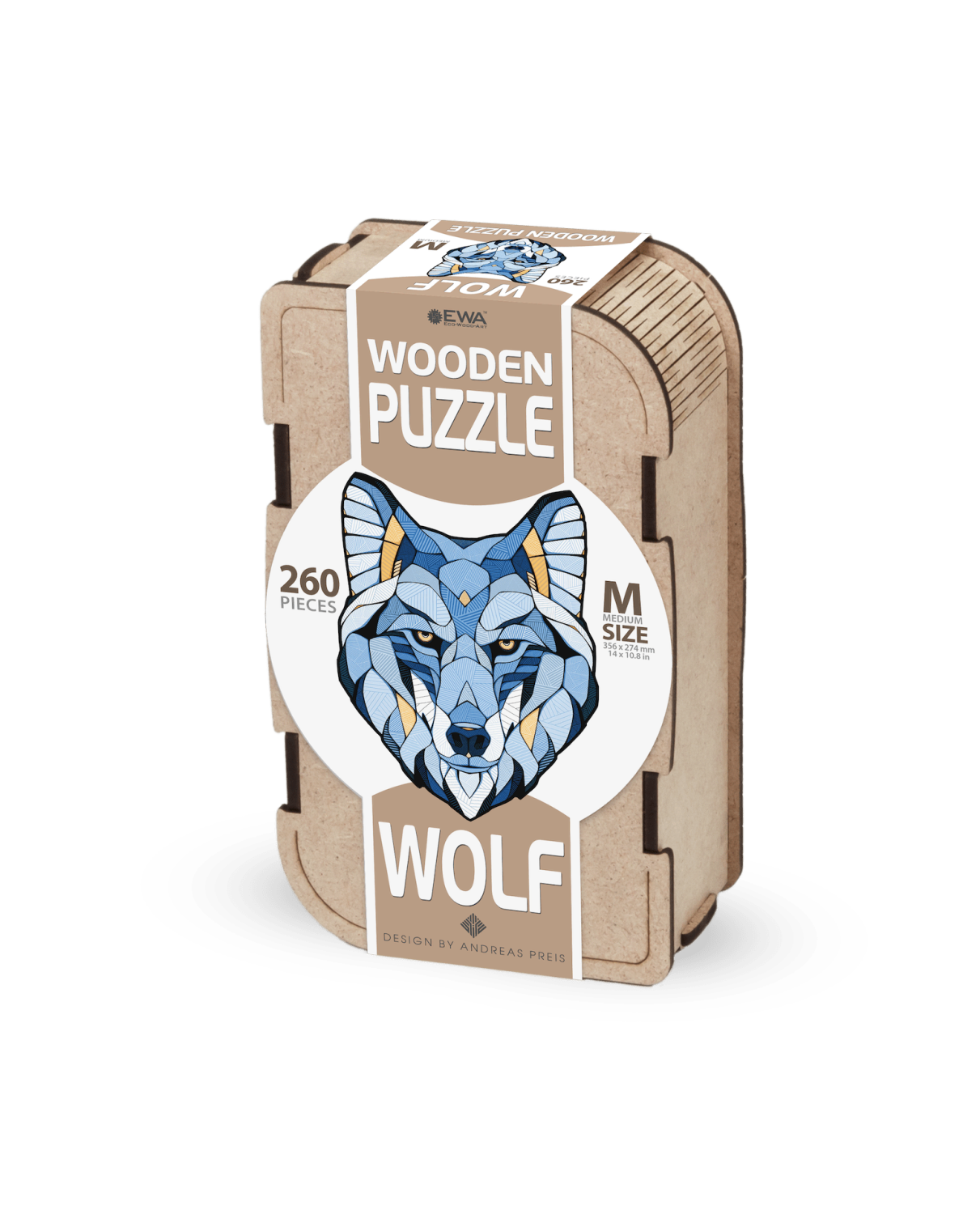 EWA: Box, Wooden Puzzle Wolf M