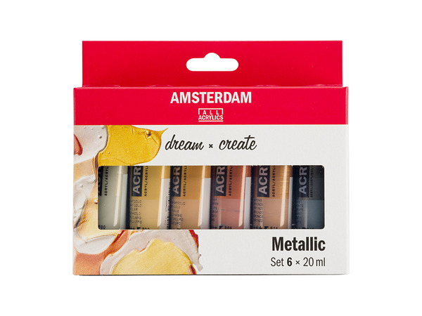 Amsterdam Standard 20ml - Sett 6 ass. Metallicfarger