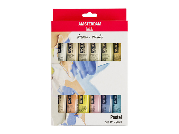 Amsterdam Standard 20ml - Sett 12 ass. Pastellfarger