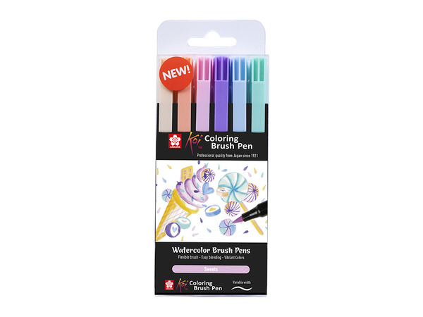 Sakura KOI Coloring Brush Pen - Pastell Sett 6 farger