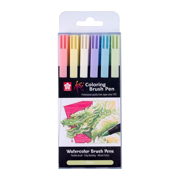 Sakura KOI Coloring Brush Pen Sett 6stk – Pastel