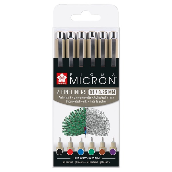 Sakura Pigma Micron 01 - Basic Set 6 stk
