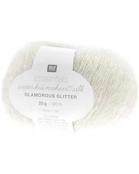Rico: Superkid Mohair Silk, Glamourous Glitter, 001, Cream