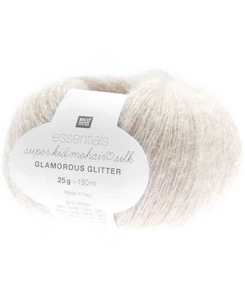 Rico: Superkid Mohair Silk, Glamourous Glitter, 002, Ecru