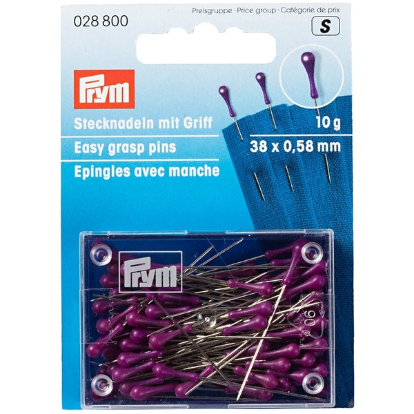 Prym Easy grasp nåler  38mm sølv m/lilla