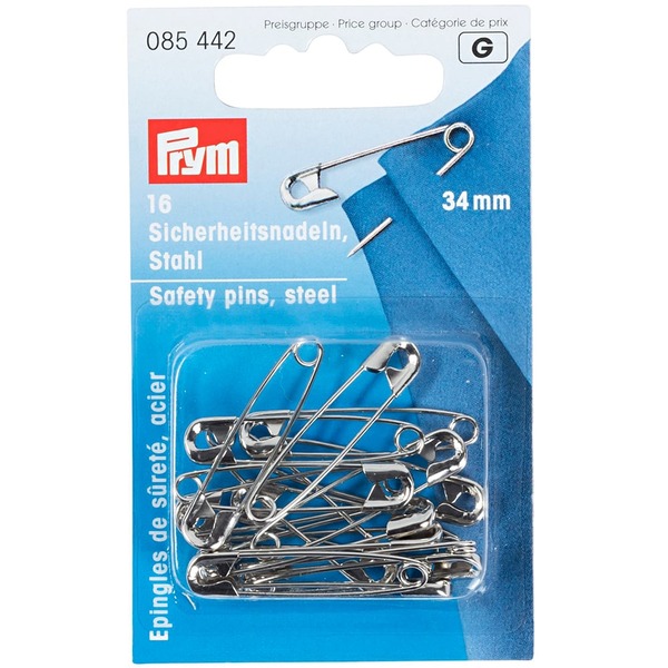 Prym Sikkerhetsnåler 34mm - Sølv - 16stk