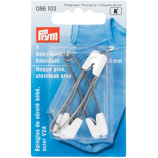 Prym Sikkerhetsnåler Baby 55mm 4stk - Hvit