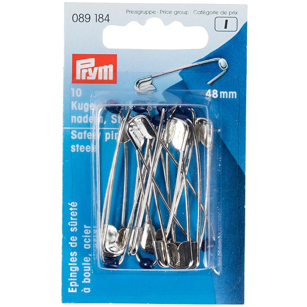 Prym Sikkerhetsnåler m/kule 48mm - Sølv-10stk
