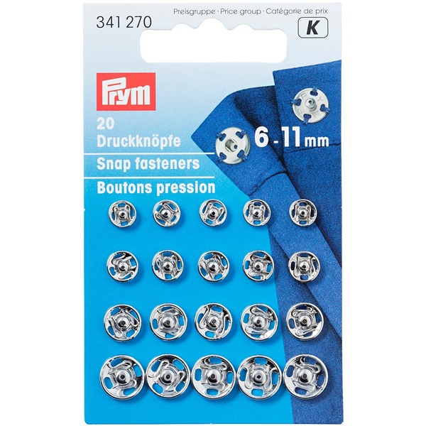 Prym Patentknapper 6-11mm 20stk - Sølv