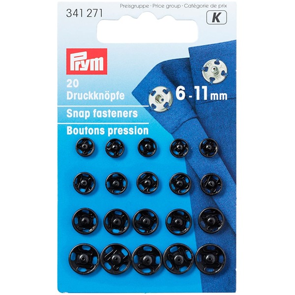 Prym Patentknapper 6-11mm 20stk - Sort