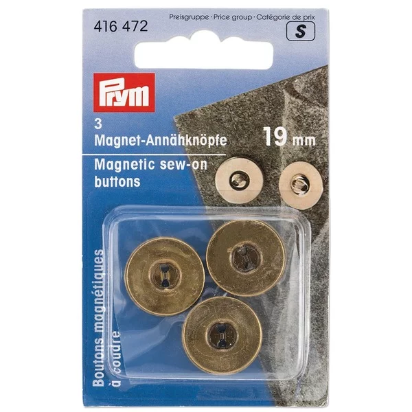 Prym Magnetknapp 19mm 3 stk. Antik Messing