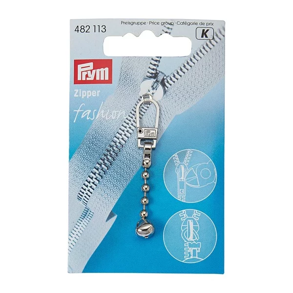 Prym Zipper pullers Ball chain metal silver col