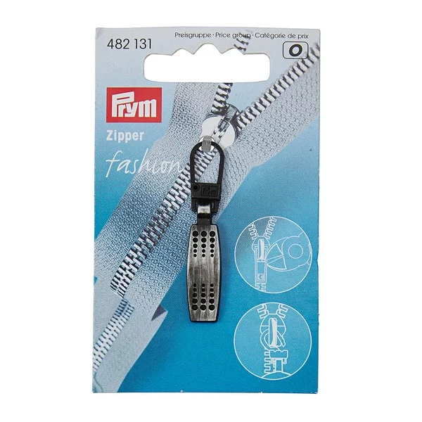 Prym Zipper pullers Matrix metal black brushed