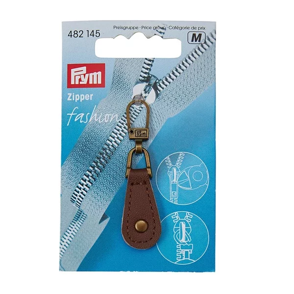 Prym Zipper pullers Leather metal brown
