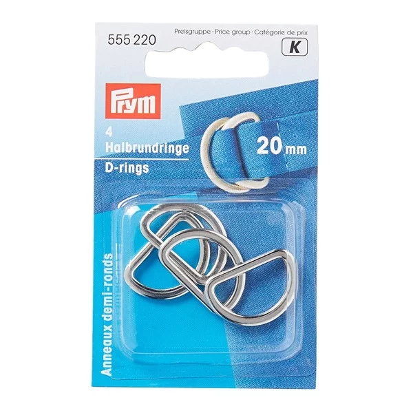 Prym D-ring 20mm 4stk - Sølv