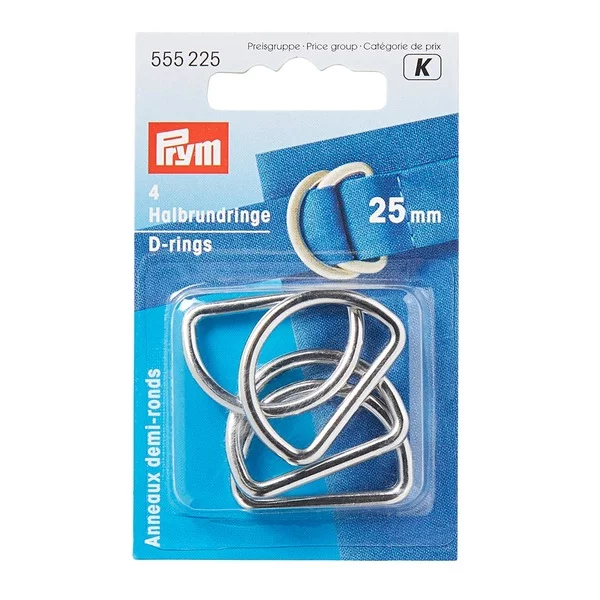 Prym D-ring 25mm 4stk - Sølv