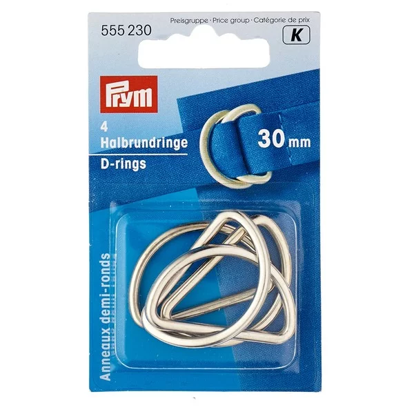 Prym D-ring 30mm 4stk - Sølv