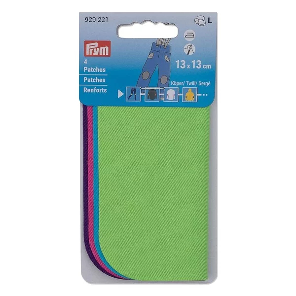 Prym Strykelapper – 13x13cm – Grønn, turkis, rosa & lilla