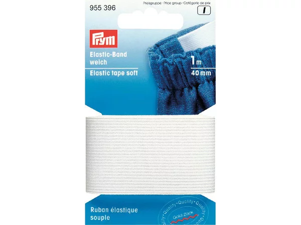 Prym Elastisk strikk - Soft - 40 mm. hvit 1 mtr.