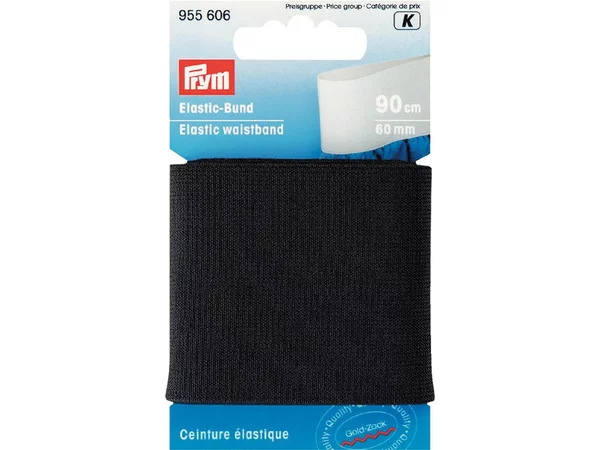 Prym Elastisk strikk - Vevet - 60 mm. sort  90 cm.
