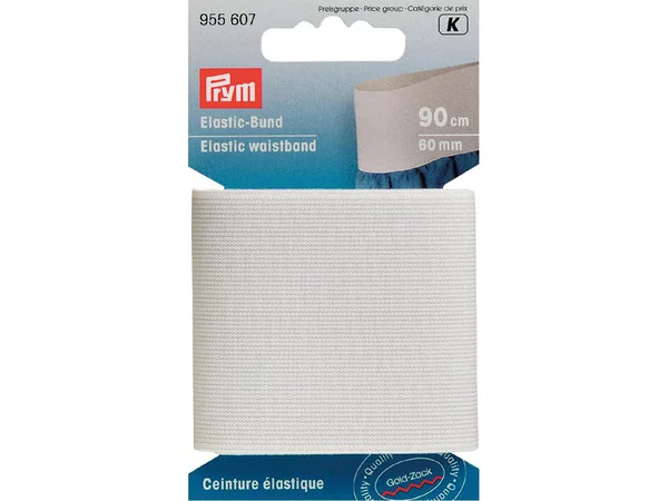 Prym Elastisk strikk - Vevet - 60 mm. hvit  90 cm.