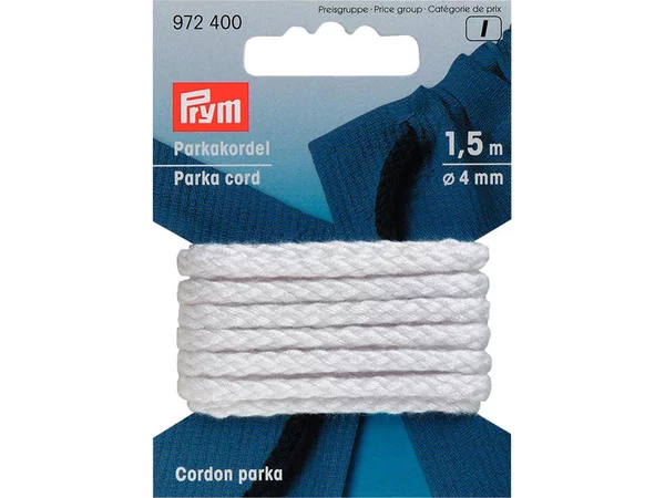 Prym Anorakksnor 4mm 1,5meter - Hvit