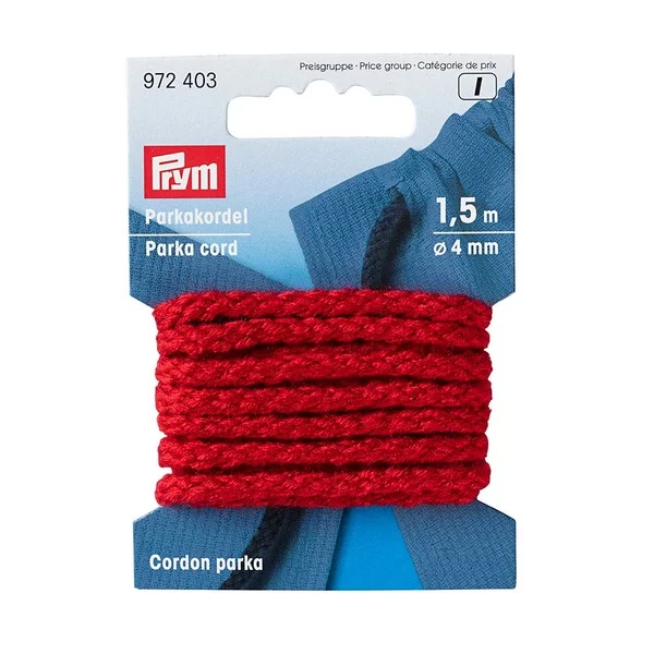 Prym Anorakksnor 4mm 1,5meter - Rød