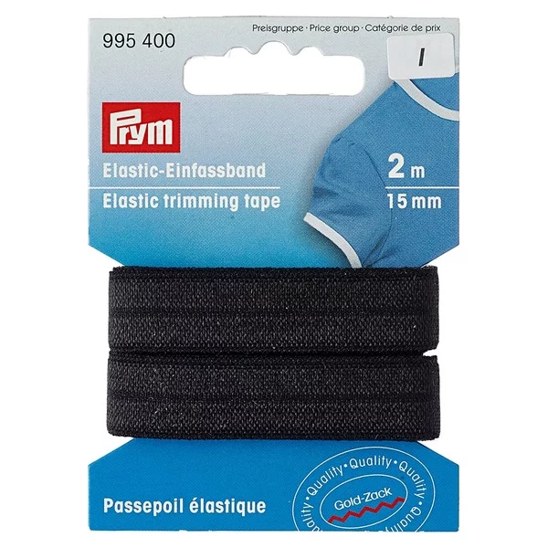 Prym Elastic trimming tape - 15mm Sort