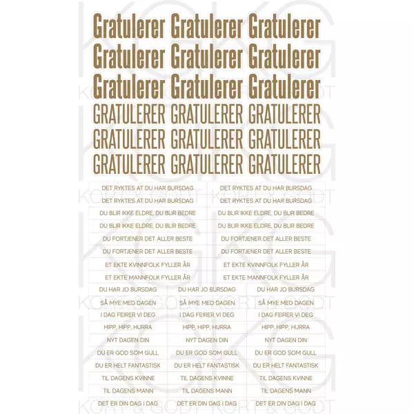 3 Stickers Gratulerer Brun/hvit 2053