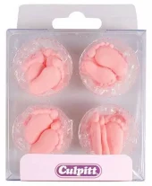 Kakepynt spiselig, Babyføtter Rosa 12 stk